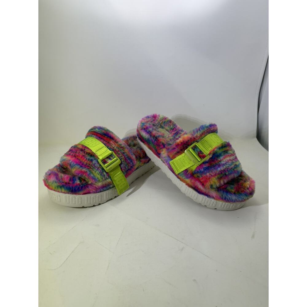 UGG Fluff Yeah Pixelate Women's Multicolor Slide Slippers, SZ 8